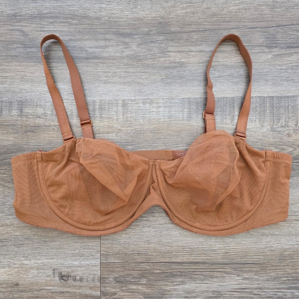 SKIMS Mesh Convertible Strapless Underwire Bra Sienna 40C Sheer Unlined Multiway